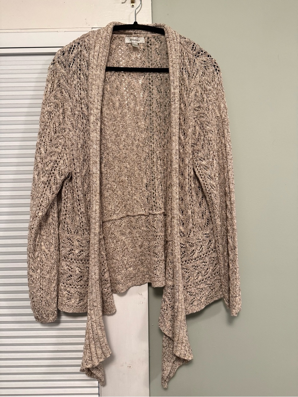 dressbarn Open-Front Beige Knit Cardigan